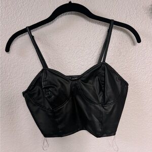 Black Leather Cropped Top